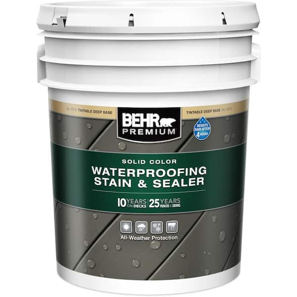 BEHR PREMIUM 5 gal. Deep Base Solid Color Waterproofing Exterior Wood Stain and Sealer