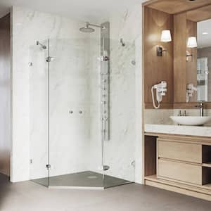 Gemini 40 in. L x 40 in. W x 73 in. H Frameless Pivot Neo-angle Shower Enclosure in Chrome with 3/8 in. Clear Glass