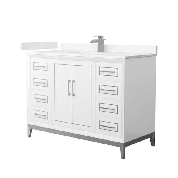 Wyndham Collection Marlena 48 in. W x 22 in. D x 35.25 in. H Single Bath Vanity in White with Carrara Cultured Marble Top
