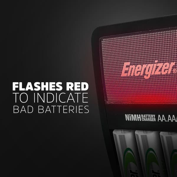 Energizer Rechargeable AA and AAA Battery Charger Includes 4 AA NiMH  1300mAh Rechargeable Batteries with Battery Case 