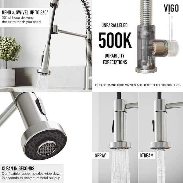 VIGO Edison Single Handle Pull-Down Sprayer Kitchen Faucet Set