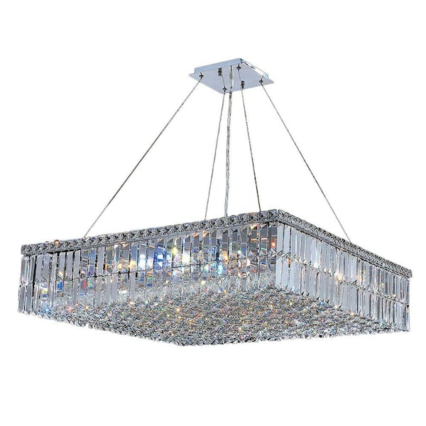 Worldwide Lighting Cascade Collection 12-Light Polished Chrome Chandelier with Clear Crystal