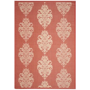 Courtyard Red/Natural 4 ft. x 6 ft. Floral Indoor/Outdoor Patio  Area Rug