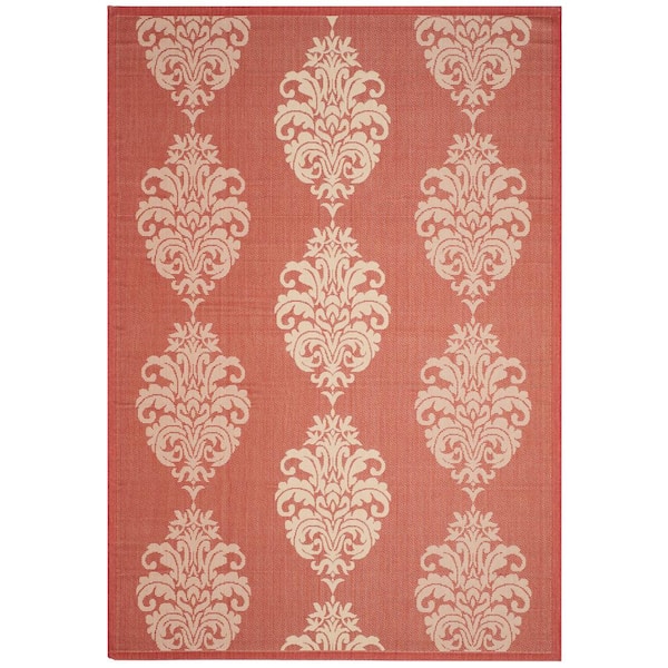 SAFAVIEH Courtyard Red/Natural 4 ft. x 6 ft. Floral Indoor/Outdoor Patio  Area Rug