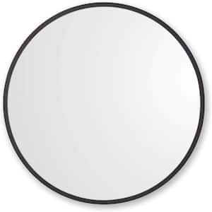28 in. W x 28 in. H Round Framed Wall Bathroom Vanity Mirror in Matte Black with Aluminum Plastic Backing Plate
