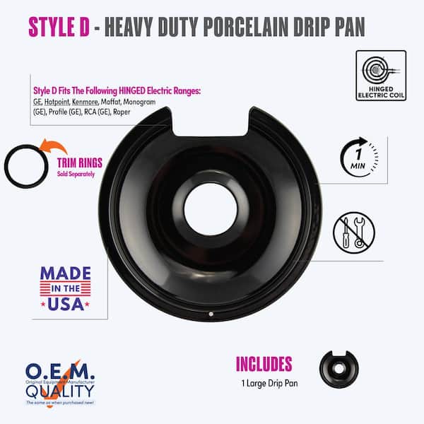 Range Kleen 8 in. Drip Pan in Black Porcelain
