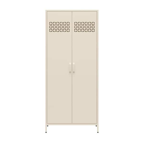 Annie 86 in. Tall Steel 2 Door Storage Cabinet, Parchment