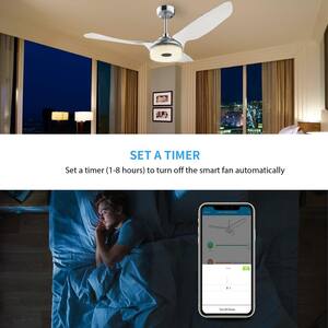 Finley 52 in. Dimmable LED Indoor/Outdoor Nickel Smart Ceiling Fan, Light and Remote, Works with Alexa/Google Home/Siri
