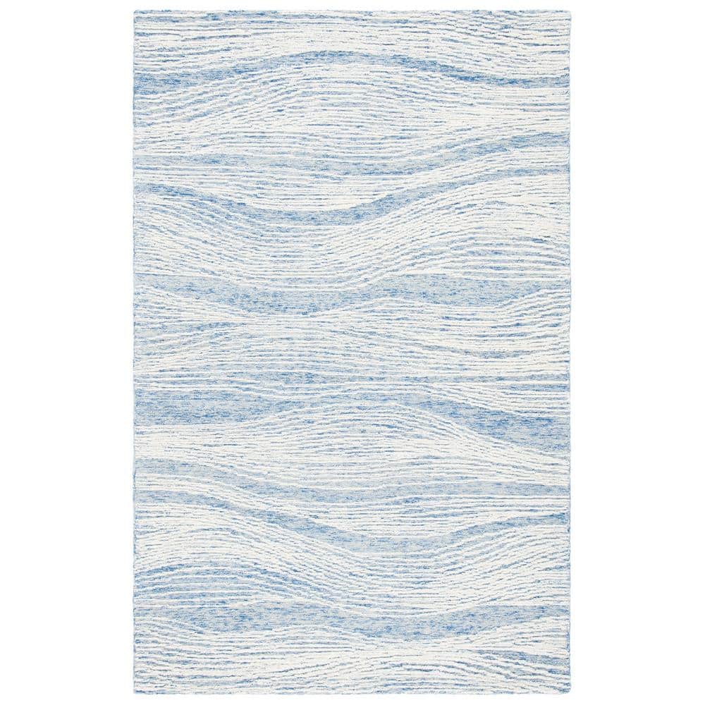 Hand-tufted Wool Rectangular Rug in Vivid Blue - 5' x 8'