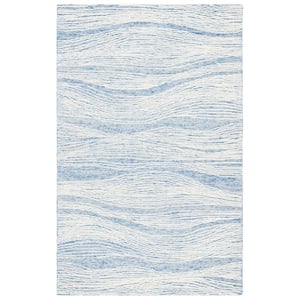 Metro Blue/Ivory 5 ft. x 8 ft. Abstract Waves Area Rug