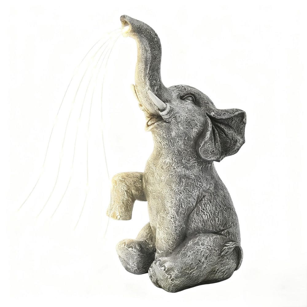 10.6 in. Resin Watering Elephant Statues Solar Garden Decor for Balcony, Garden, Patio, Yard, Lawn, Gray price history on PriceWatchPro