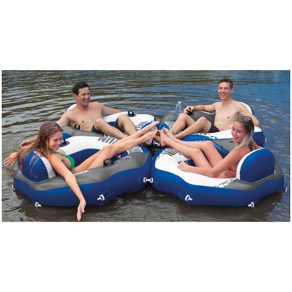 River Run Inflatable Lounge Tube (4-Pack) and Inflatable Cooler Float (2-Pack)