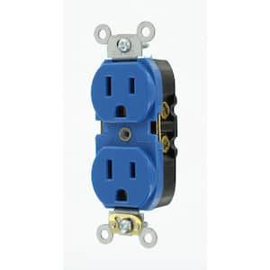 15 Amp 125 V Industrial Grade Duplex Outlet/Receptacle, Blue (1-Pack) 05262-SBU