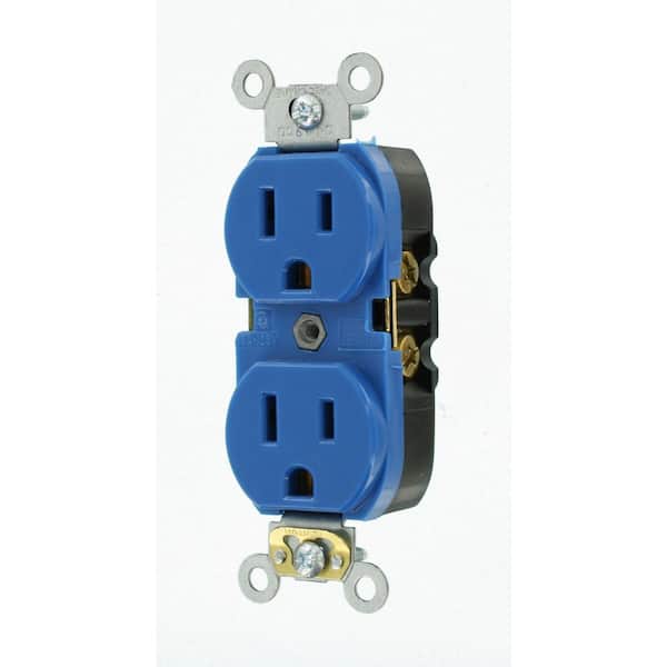 15 Amp 125 V Industrial Grade Duplex Outlet/Receptacle, Blue (1-Pack) 5262-SBU