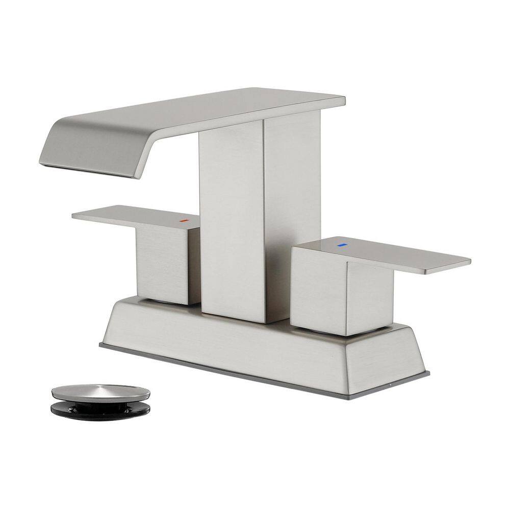 304 stainless steel 4 in. Centerset Double Handle Bathroom Faucet with Drain Kit Included in Nickel price history on PriceWatchPro