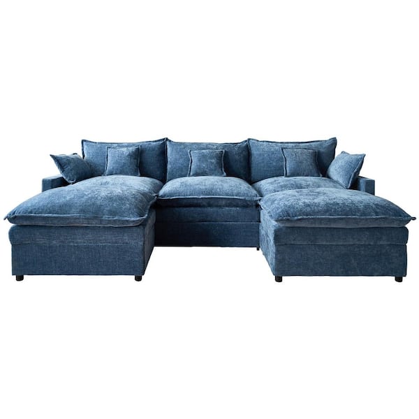 Allwex Jade 107 in. Wide Arm 3-Piece Modern Chenille U-Shape