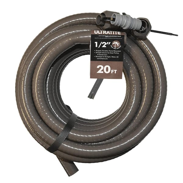 Southwire 1/2 in. x 20 ft. Ultratite Liquidtight Flexible Non-Metallic PVC Conduit with 2 Straight Fittings