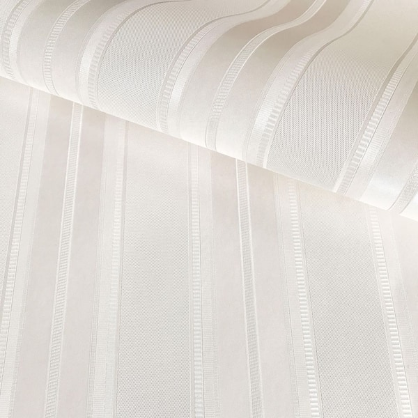 Classic Stripe Embossed Wallpaper in shades of Pearl