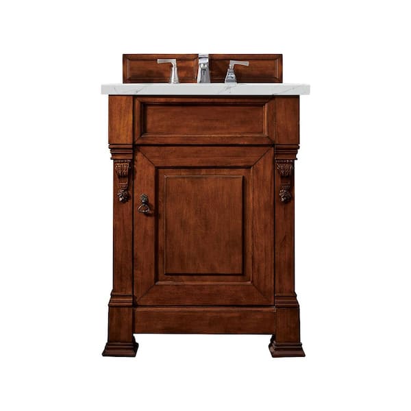 James Martin Vanities Brookfield 26 in. W x 23.5 in. D x 34.3 in. H Bathroom Vanity in Warm Cherry with Ethereal Noctis Quartz Top