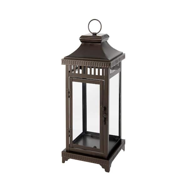 Hampton Bay 14.37 in. Bronze Steel Outdoor Patio Lantern