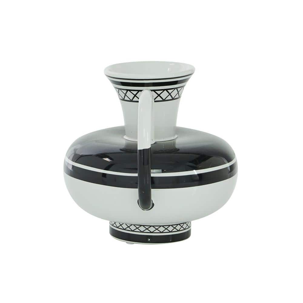 7" Eclectic Black and White Dolomite Amphora Vase