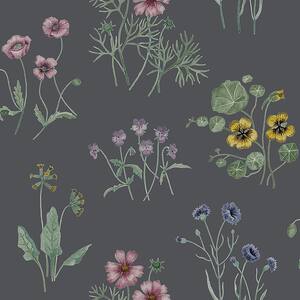 Maj Blue Wildflower Paper Strippable Roll (Covers 56.4 sq. ft.)