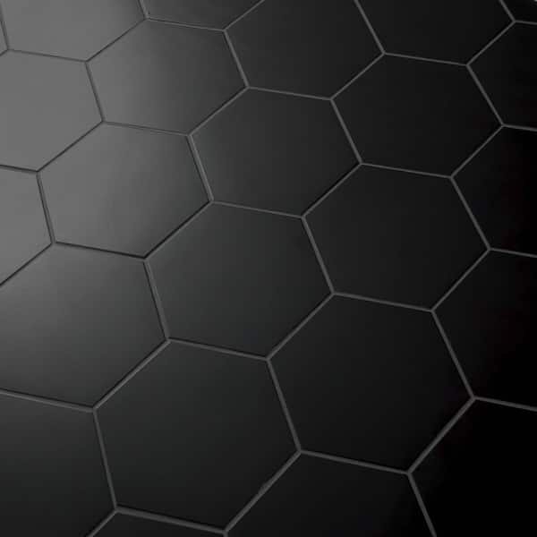 Glassel Nero Hexagon 9 in. x 10 in. Matte Porcelain Floor and Wall Tile (6.89 sq. ft./Case)