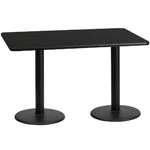 30 in. x 60 in. Rectangular Black Laminate Table Top with 18 in. Round Table Height Bases