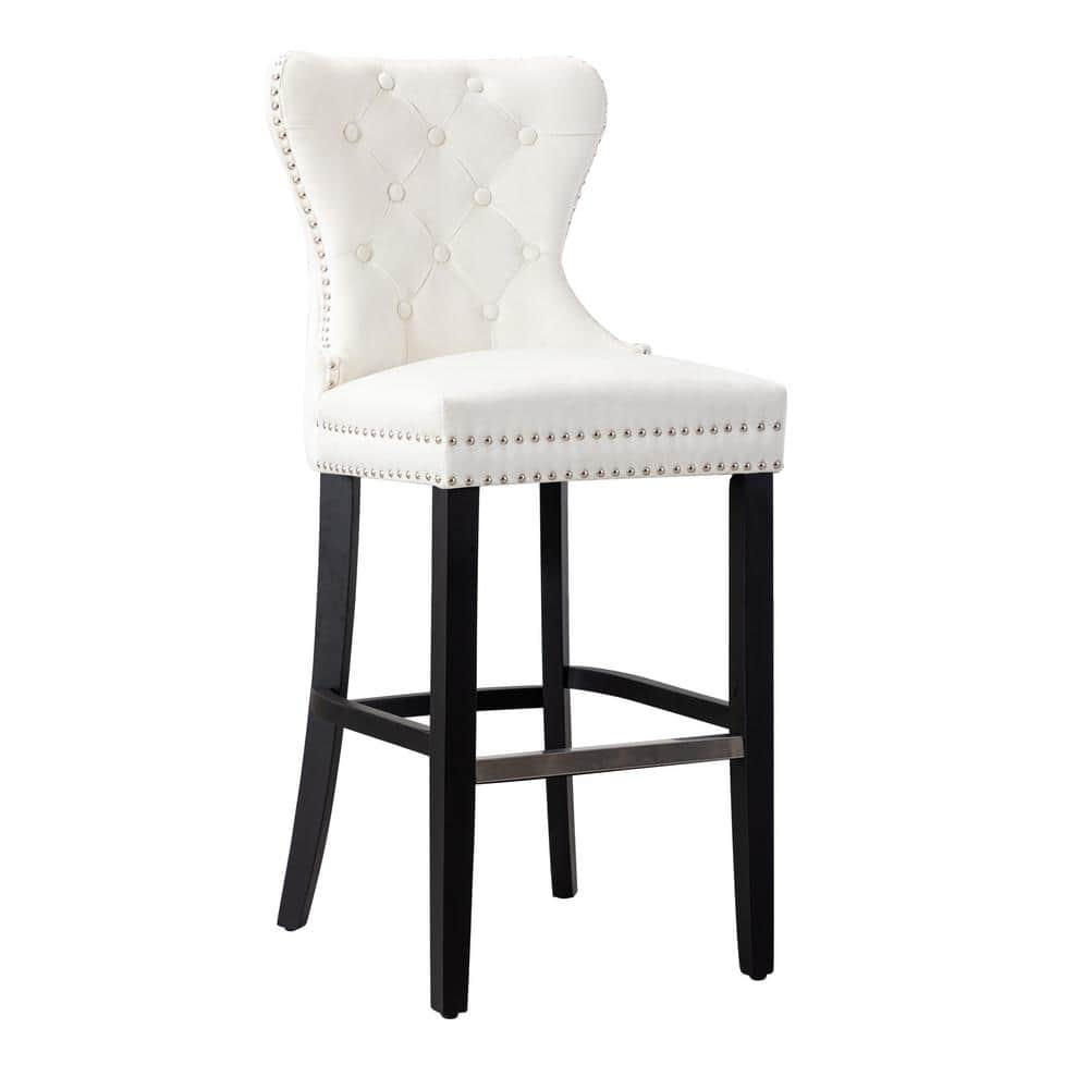 Westin Outdoor 29  Tufted Velvet Counter Stool  Black/Velvet Cream