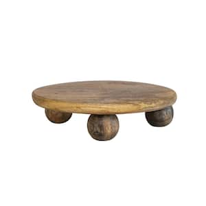 1-Tier Natural Brown Mango Wood Cake Stand