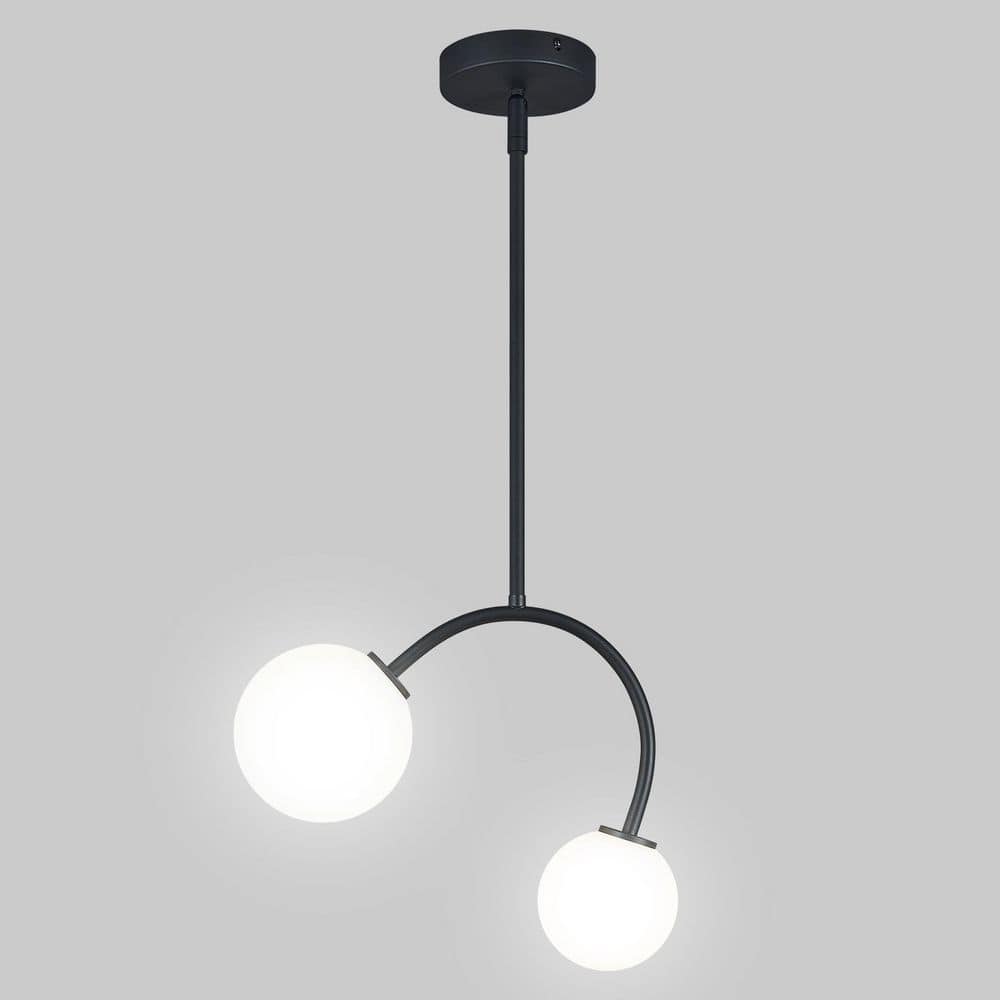 Home Light 12-Watt 2 Lights Black Modern Pendant Light With Milk Glass Shade, No Bulbs Included, 1Pack price history on PriceWatchPro