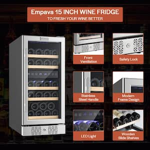 15 in. Dual Zone 29-Bottle Built-In Wine Coolers in Stainless Steel