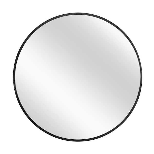 Dovelina 31.5 in. H x 31.5 in. W Aluminum Alloy Framed Medium Round Black Classic Accent Mirror