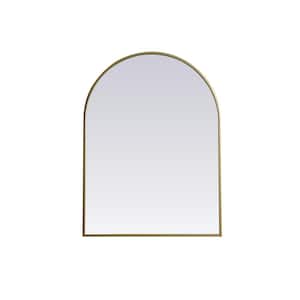 Simply Living 27 in. W x 36 in. H Arch Metal Framed Brass Mirror
