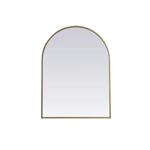Unbranded Simply Living 27 in. W x 36 in. H Arch Metal Framed Brass Mirror