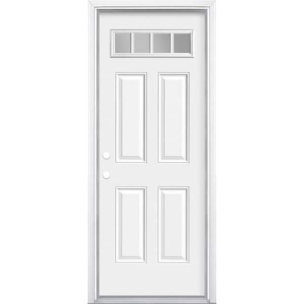 Masonite 30 in. x 80 in. Premium Right-Hand/Inswing 1/4 Lite Clear Glass Primed Steel Prehung Front Door with Brickmold