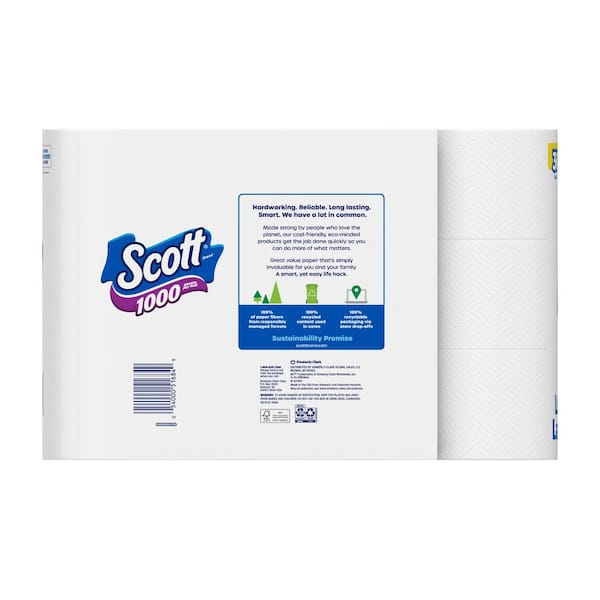 Scott 1-Ply White 1000-Sheet Toilet Paper(1000 Sheets Per Roll 36 Rolls Per  Pack) 53897 - The Home Depot