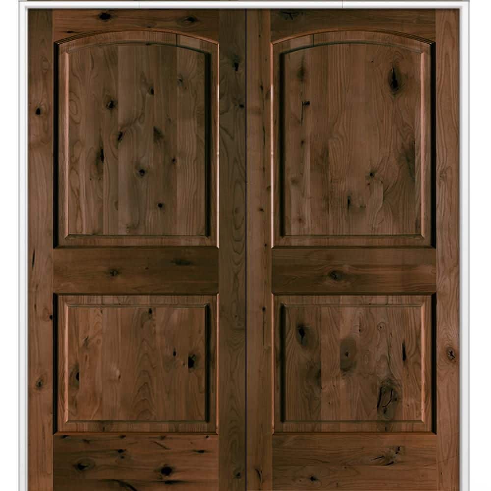 Krosswood Doors 72 in. x 80 in. Rustic 2-Panel Arch Top Universal ...