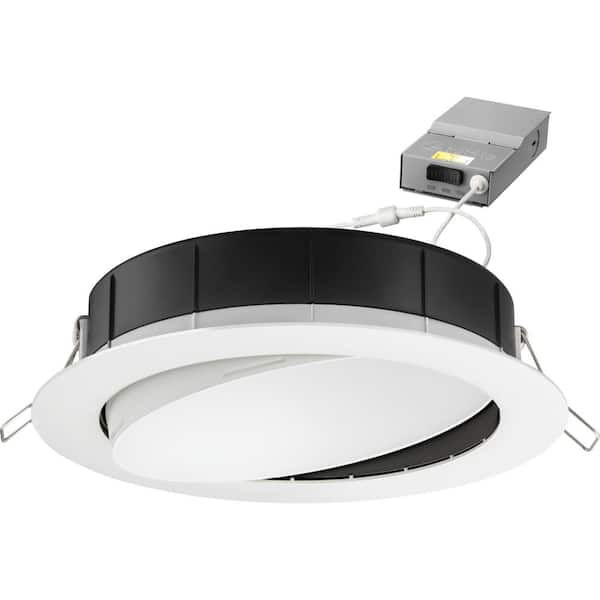 Lithonia Lighting 6 in. Selectable Color Temperature New Construction or Remodel Recessed Integrated LED Gimbal Kit, Matte White