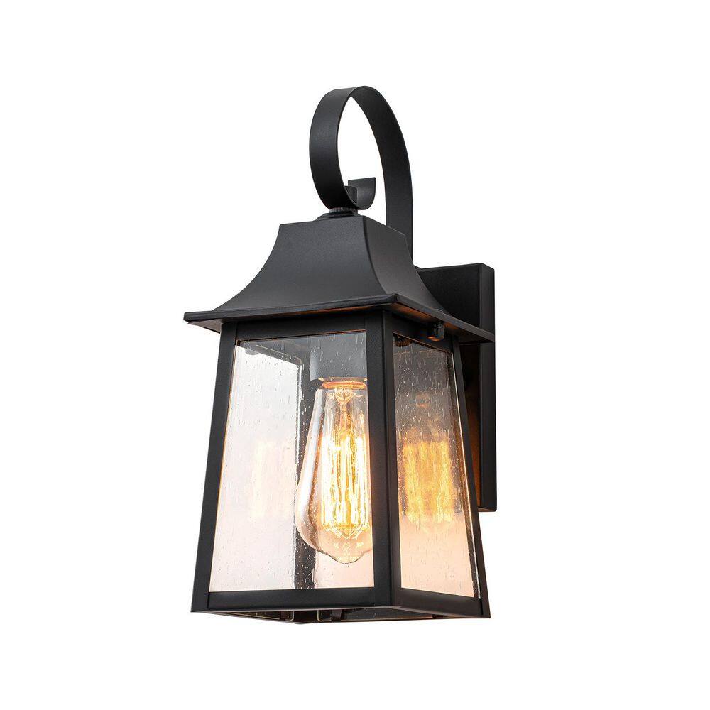 1-Light Black Hardwired Dusk to Dawn Outdoor Wall Lantern Sconce with Clear Seedy Glass for Patio Garage price history on PriceWatchPro