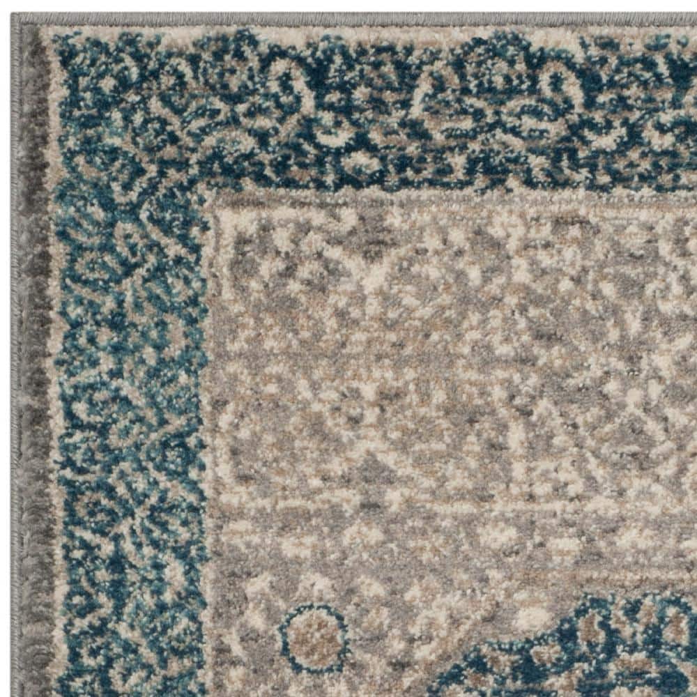 Sofia Contemporary Classic Light Grey & Blue 2' x 3' Synthetic Area Rug