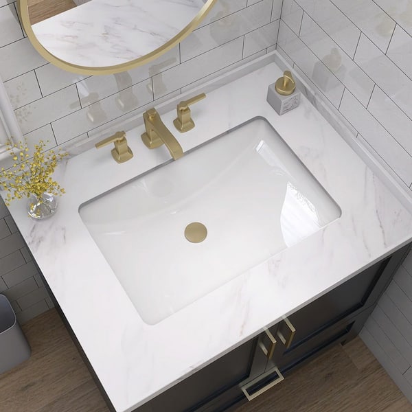 20 in. L Rectangular Bathroom Sink in White Ceramic Undermount Vessel Sink with Overflow Undercounter Single Basin