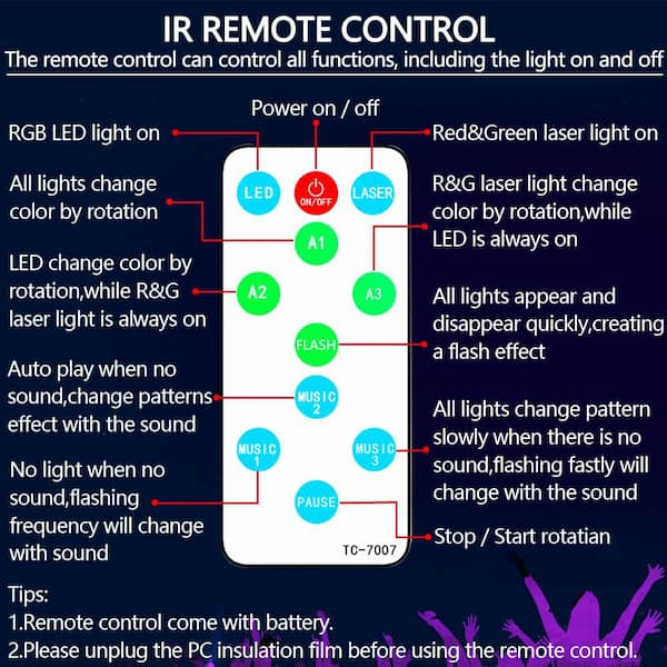 Lukyamzn Party Disco Lights Laser DJ Light Sound Activated Strobe Lights with Remote Control Laser Lights Disco Lights