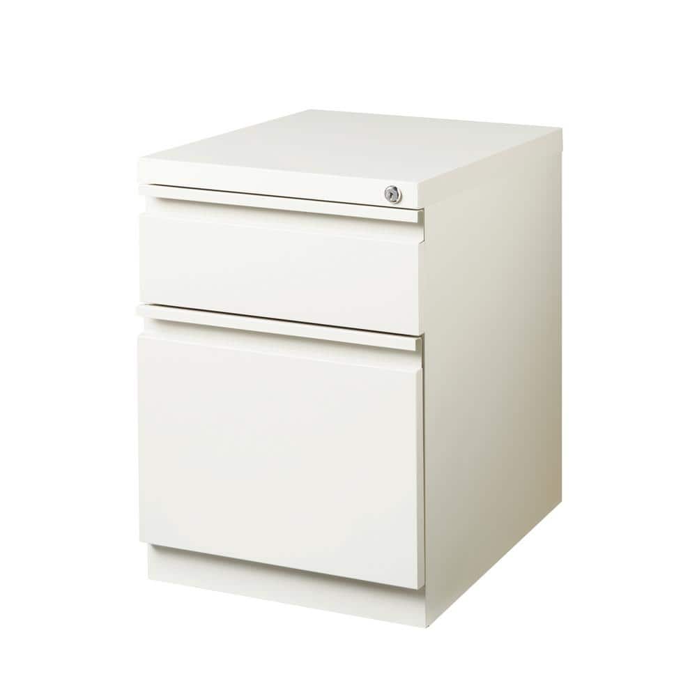 White Steel Mobile Pedestal File Cabinet with Lockable Drawers