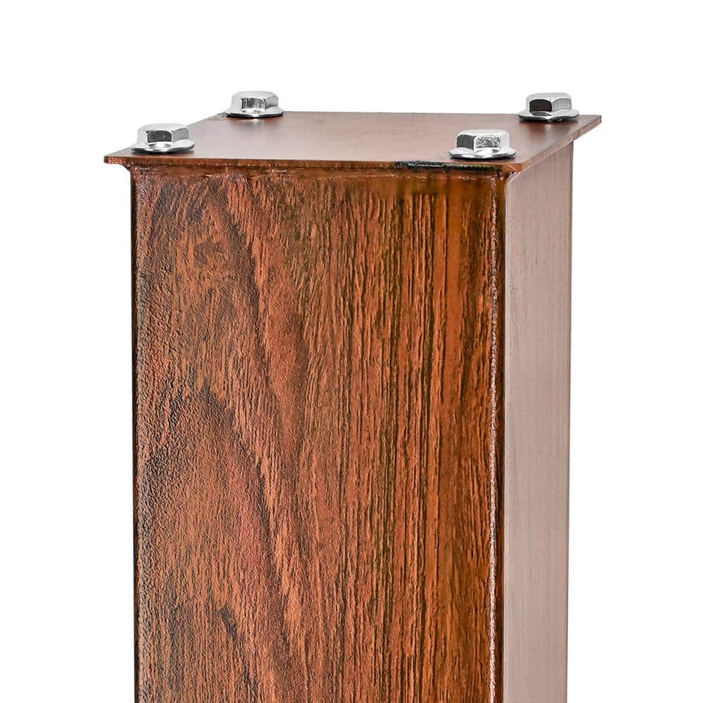 Wood Grain Heavy-Duty Galvanized Steel Mailbox Post