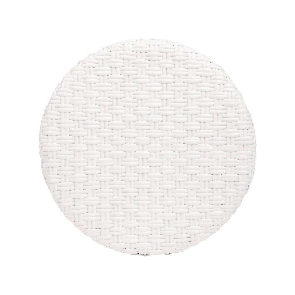 Cote d'Azur 30" Glossy White Round Rattan Bar Stool