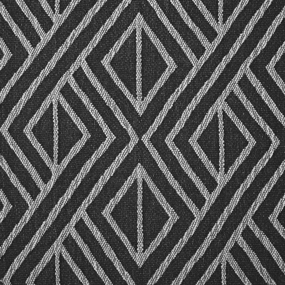 Black Geometric Polyester Blackout Grommet Curtain Panel
