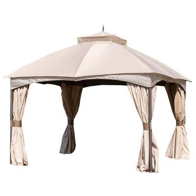 Garden Winds Riplock 350 Replacement Canopy In Beige For 10 Ft X 12 Ft Turnberry Gazebo Lcm1464b Rs The Home Depot