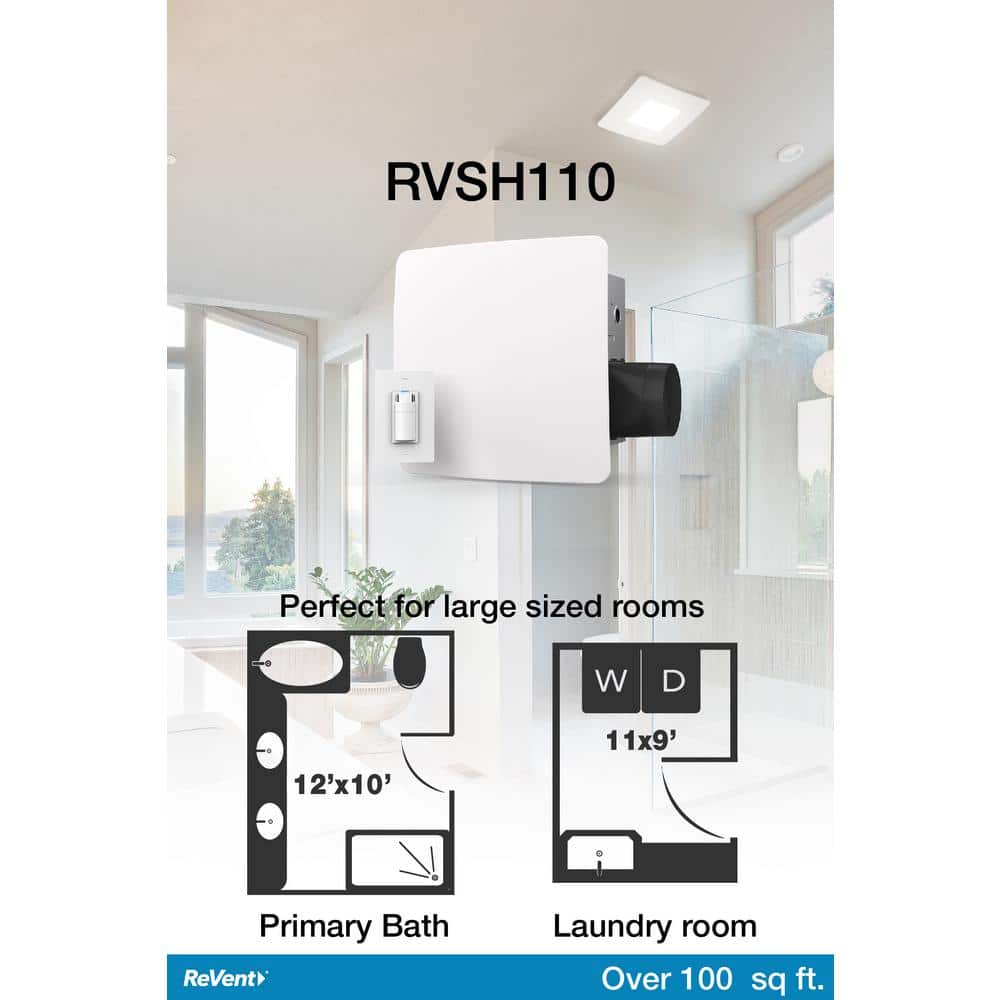 ReVent White Metal 110 CFM Bathroom Exhaust Fan with Humidity Sensor