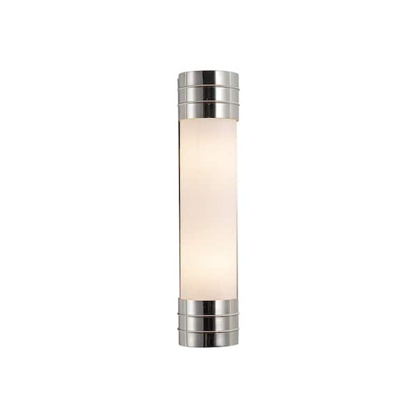 ALORA Willard 18-in 2 Light 60-Watt Polished Nickel/Opal Matte Glass Vanity Light